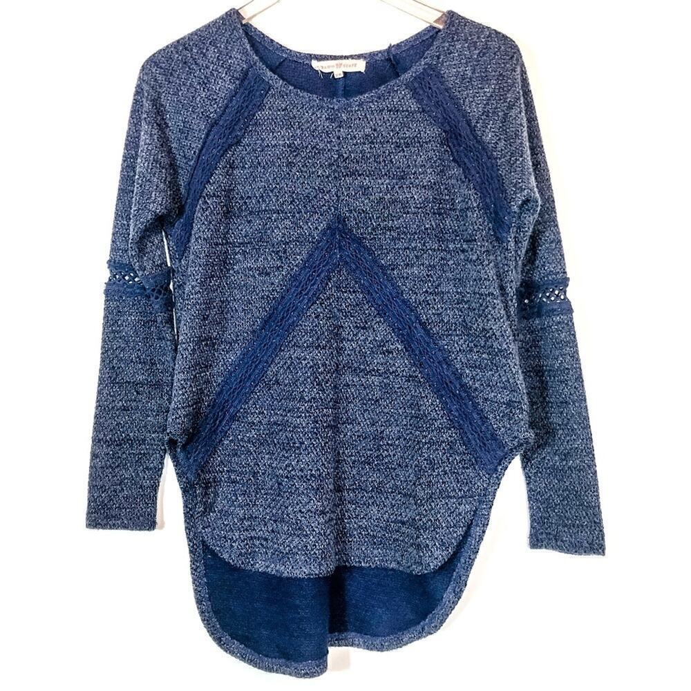 Altar'd State Lace Marled Blue Long Sleeve‎ Tunic Womens Size XS